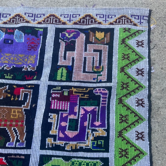 Chinese Zodiac Wall Hanging Bright Rainbow Textile Art Handmade VIntage - Picture 10 of 14